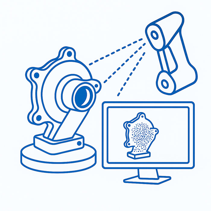3D Scanning Prozess der Digitalisierung mit 3D-Scanner