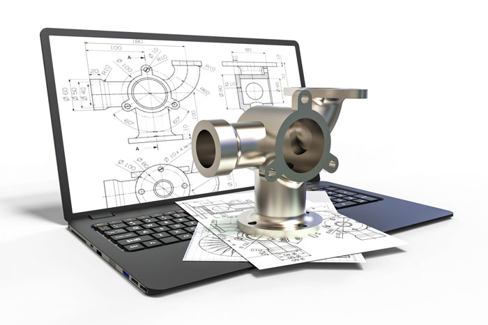 Maschinenbau Design Das Bild zeigt computergestütztes Design im Ingenieurwesen mit 3D-Software.